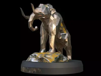 Steampunk Mammoth Rock Low-poly 3D model