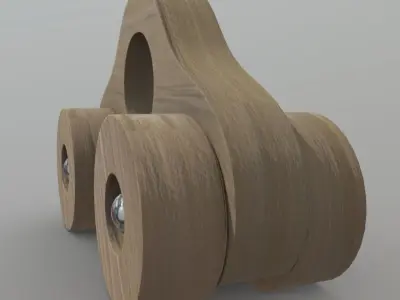 Wooden Car Toy  Low-poly 3D model