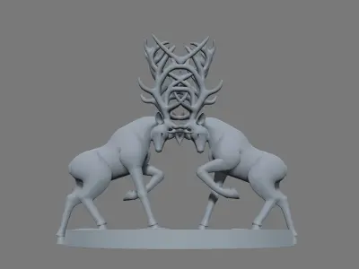 Deer Clash duel Symmetrical 3D print model