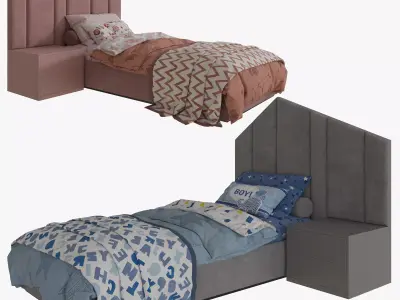 Single Beds 01 GIRLS and BOY 3D model