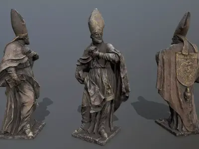 Man Statue Low-poly 3D model