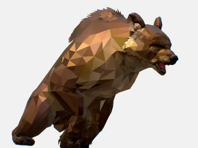 Animated Low Poly Art Brown Bear Low-poly 3D model