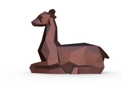 deer figurine low poly 3D print model