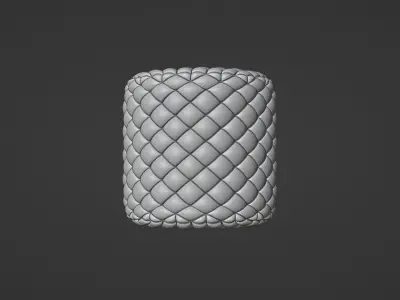 Round tufted ottoman blue fabric 3D model