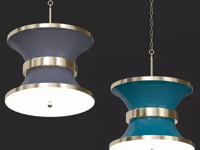 PAGODA two pendant lights silver 3D model
