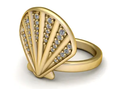 SHELL DESIGN GOLD RING 3D PRINTABLE MODEL 3D print model