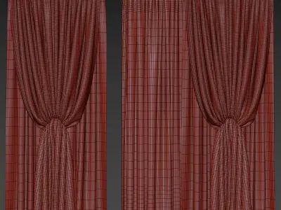 Curtains in Beige and Olive Set91 3D model