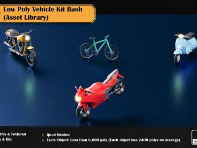 Low Poly Vehicle Asset Library Kitbash Low-poly 3D model