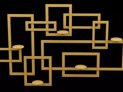 Golden Geometrical Furniture Design  Low-poly 3D model