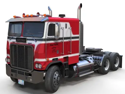 Freightliner Powerliner semitruck Low-poly 3D model