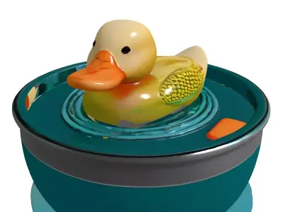 Cute Rubber Duck Water Bowl Low-poly 3D model