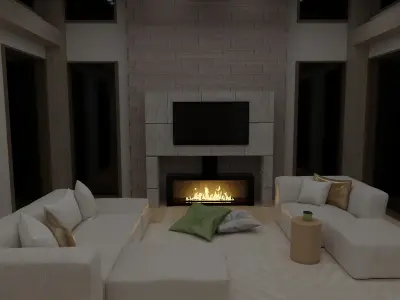 Living Room 3 Blender Scene - DAY and NIGHT 2Versions 3D model