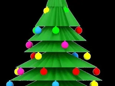 Christmas tree with decorations and star for holiday season Low-poly 3D model