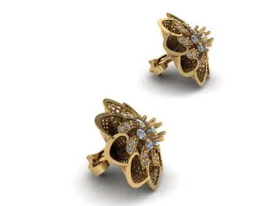 SUN FLOWER DESIGN DIAMOND LOCKET SET 3D PRINTABLE MODEL  3D print model