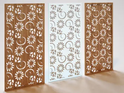 Partition three wooden panels 3D model buy