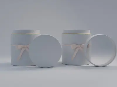 Gift Box Cylinder shape with Ribbon Low-poly 3D model