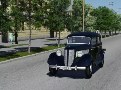 Car game Gaz M1 Low-poly 3D model