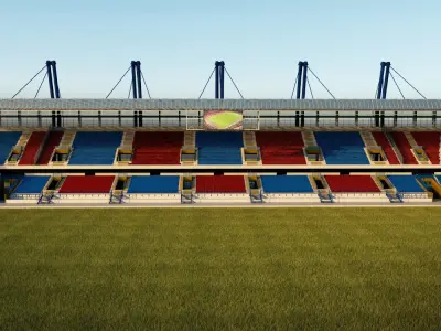 Stadium seating tribune wide high detail 3D model