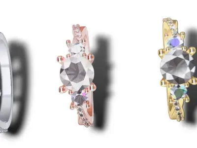 twisted solitaire ring 3D print model