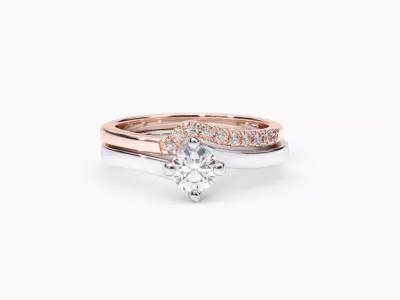 ZDR0126 diamond engagement ring in rose and gold 3D print model