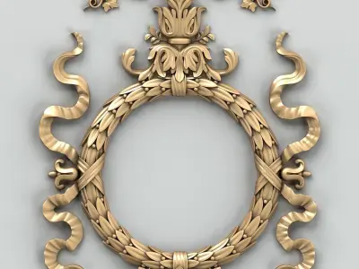 Carved decor vertical 012 3D model