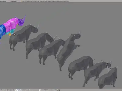 Rhino rhinoceros in low polygonal style Low-poly 3D model