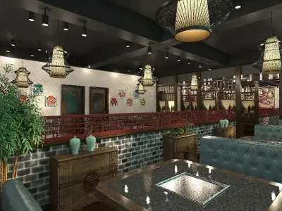 Chinese interior room design 3D model