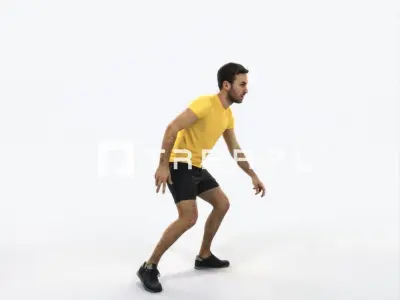 Flow 09J Football Changing Direction Sports Man Low-poly 3D model