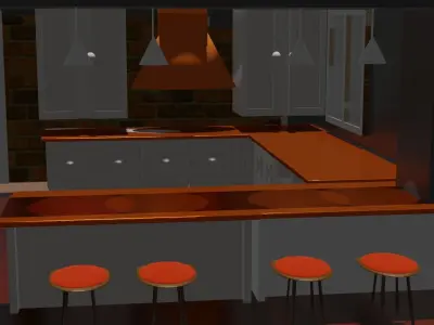 modern kitchen Low-poly 3D model buy
