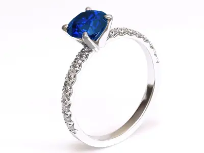 PETITE PAVE ENGAGEMENT RING FLUSH FIT mono 3D print model