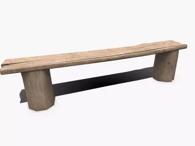Old Wooden Bench Low-poly PBR Low-poly 3D model