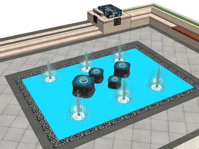 luxury fountain for park sketchup model 3D model