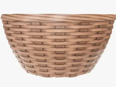 Wicker basket bowl with clipping path light brown 3D model