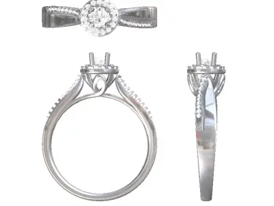 solitaire halo engagement rings 3D print model