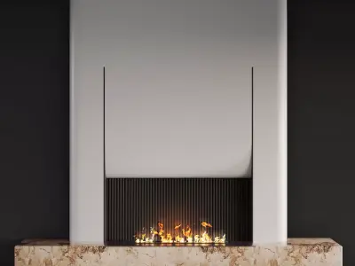 Decorated wall with fireplace - 3 3D model