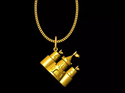 Castle pendant charms - one inch pendant 3D print model