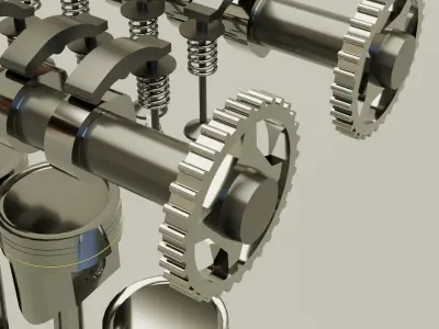 Combustion Engine Low-poly 3D model