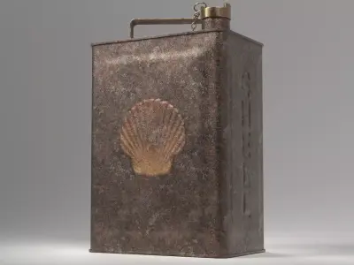 Vintage Shell Petrol Gas Fuel Can Low-poly 3D model