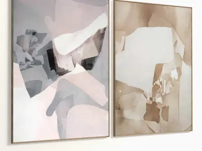 Plaster Two Photo Frame 308 Low-poly 3D model