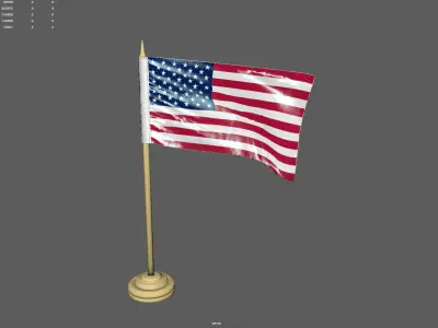 American Flag on a Pole 3D model
