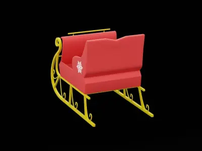 Santa Clause Sleigh Low-poly 3D model