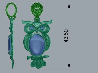 Jewelry Owl Pendant Gold Silver 3D print model