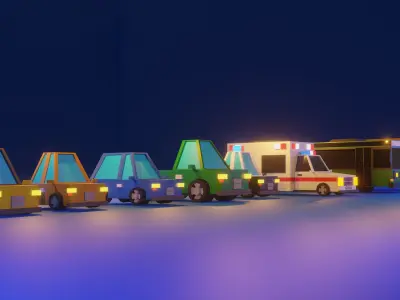 Low Poly Car Pack Low-poly 3D model