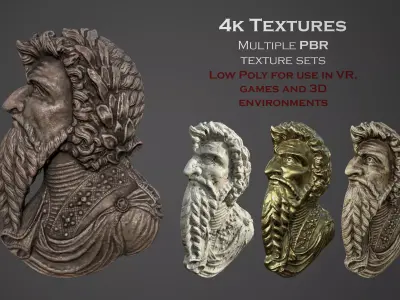 relief Portrait of an Emperor Low-poly 3D model