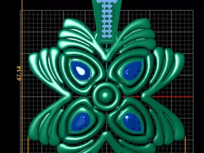 Radiant Ruby Blossom Pendant  3D Printable Jewelry Model 3D print model