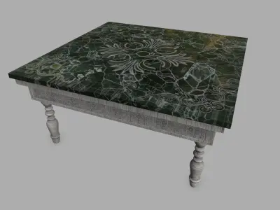 Table with marble top Low-poly 3D model