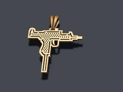 automat gun pendant 3D print model