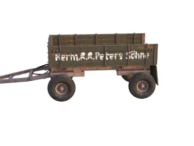 Tractor Haul Trailoer WWII PBR Low-Poly Low-poly 3D model