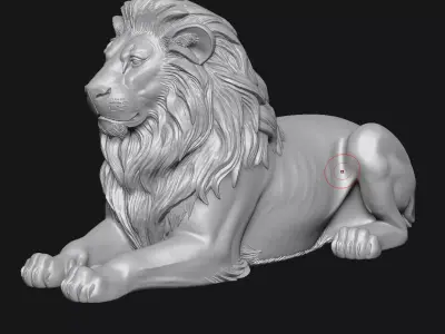 Lion sculpture 3D print model 5