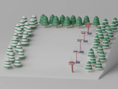 Ski Slope Lift Mountain Pack 3D model